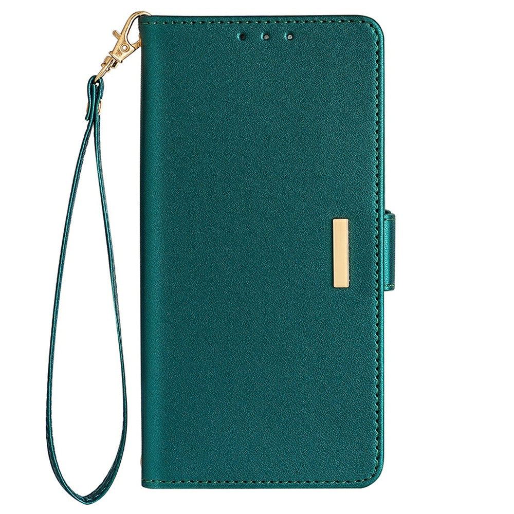 For Samsung Galaxy A16 5G / A16 4G Leather Wallet Case RFID Blocking Stand Cover with Hand Strap - Green