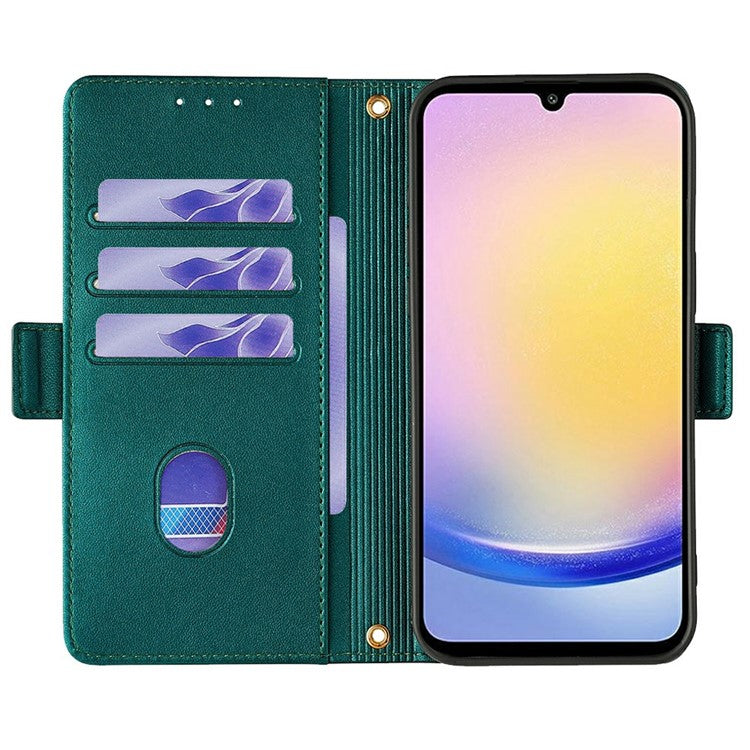 For Samsung Galaxy A15 5G Leather Wallet Case RFID Blocking Stand Cover with Hand Strap - Green