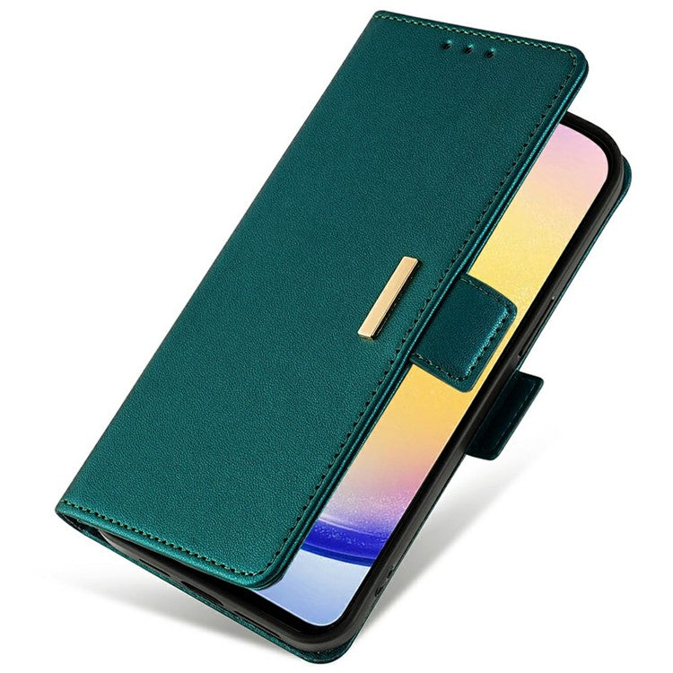 For Samsung Galaxy A15 5G Leather Wallet Case RFID Blocking Stand Cover with Hand Strap - Green