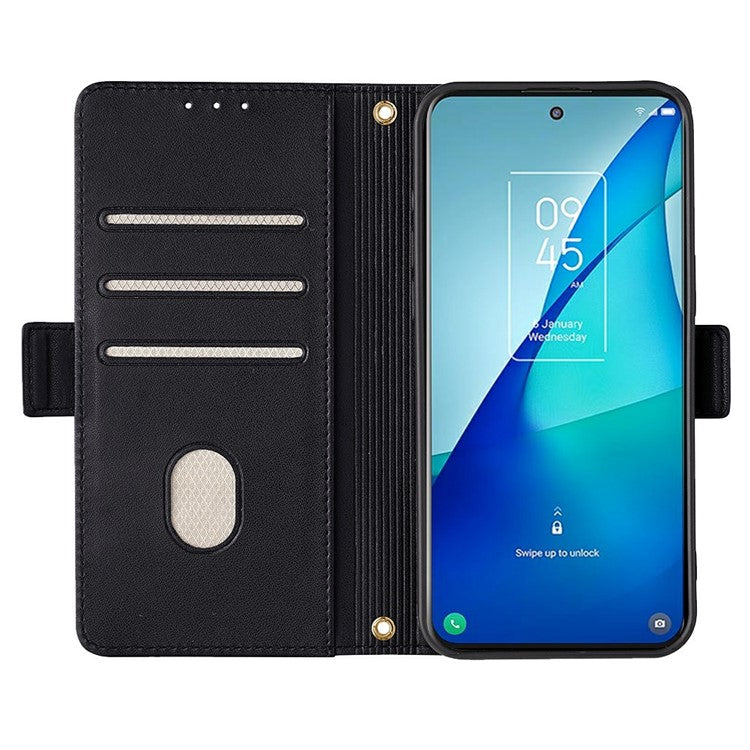 For Motorola Edge 50 Neo 5G / Moto S50 5G / Thinkphone 25 5G Leather Wallet Case RFID Blocking Stand Cover with Hand Strap - Black
