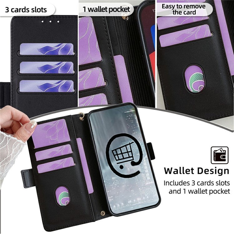 For Motorola Edge 50 Neo 5G / Moto S50 5G / Thinkphone 25 5G Leather Wallet Case RFID Blocking Stand Cover with Hand Strap - Black