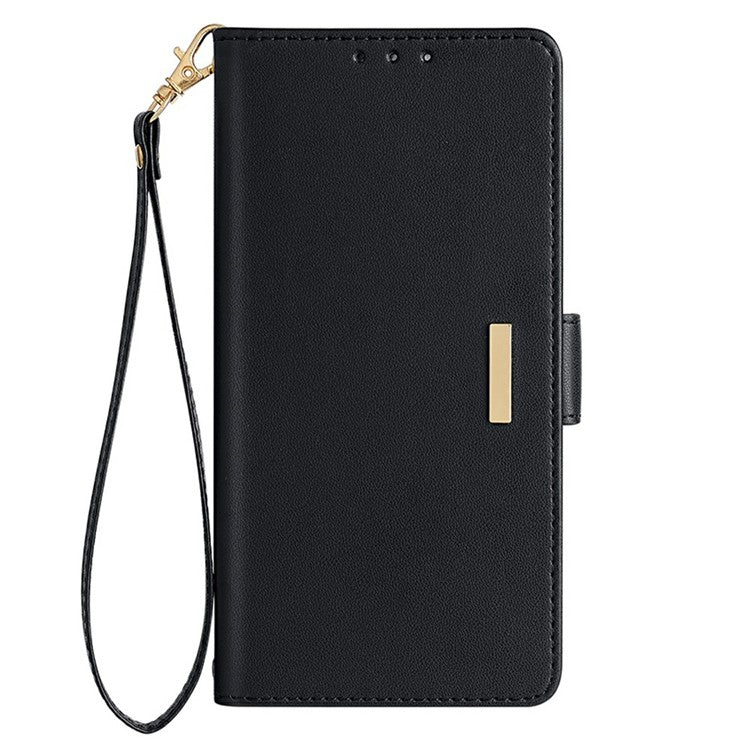 For Motorola Edge 50 Neo 5G / Moto S50 5G / Thinkphone 25 5G Leather Wallet Case RFID Blocking Stand Cover with Hand Strap - Black
