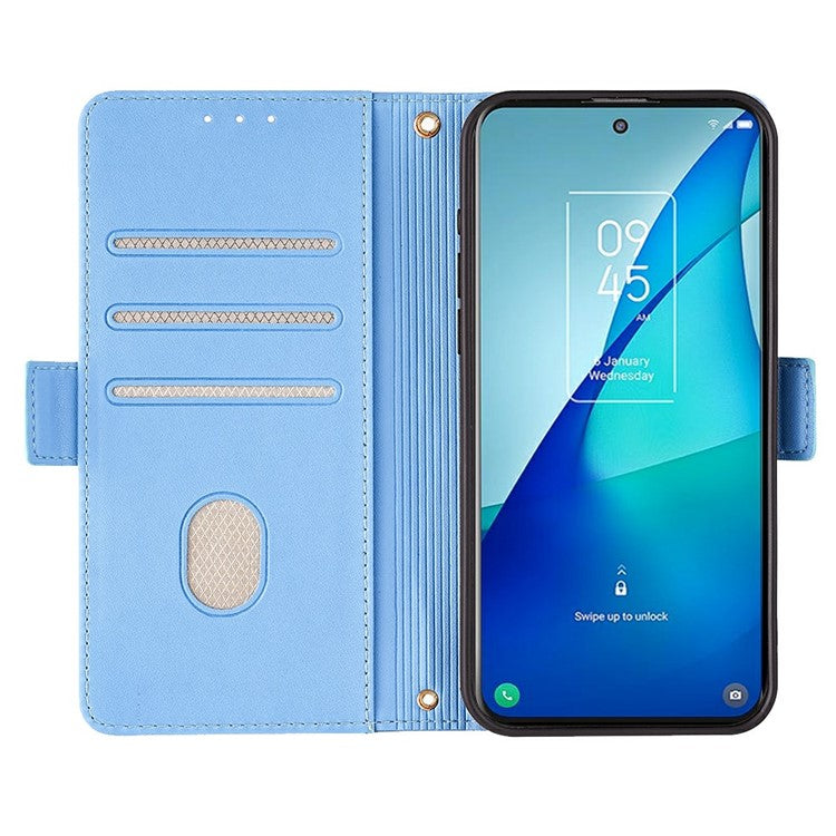 For Motorola Edge 50 Neo 5G / Moto S50 5G / Thinkphone 25 5G Leather Wallet Case RFID Blocking Stand Cover with Hand Strap - Blue