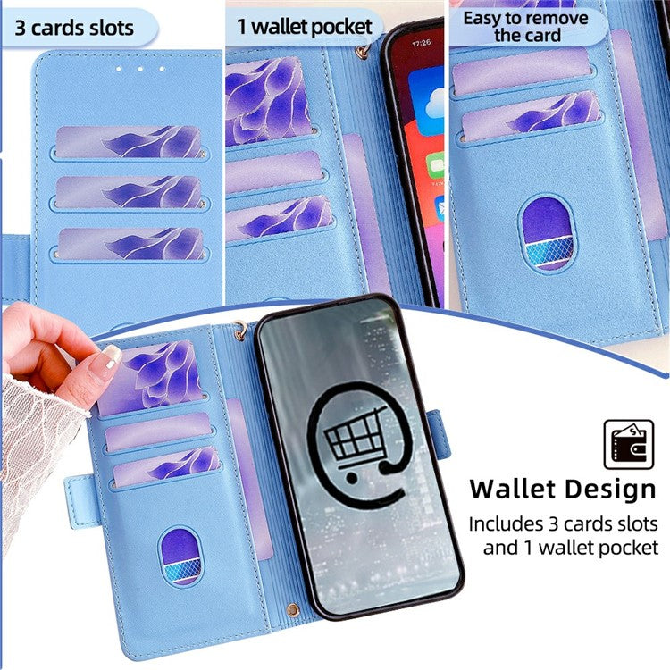 For Motorola Edge 50 Neo 5G / Moto S50 5G / Thinkphone 25 5G Leather Wallet Case RFID Blocking Stand Cover with Hand Strap - Blue