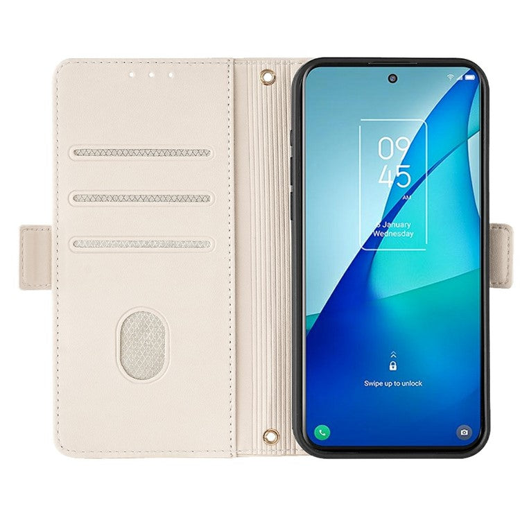 For Motorola Edge 50 Neo 5G / Moto S50 5G / Thinkphone 25 5G Leather Wallet Case RFID Blocking Stand Cover with Hand Strap - White
