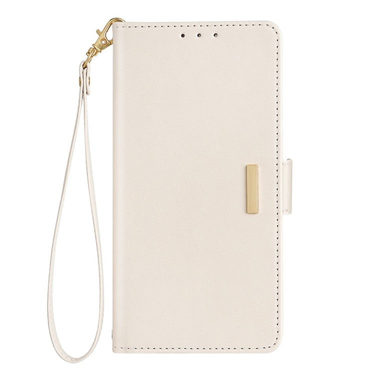 For Motorola Edge 50 Neo 5G / Moto S50 5G / Thinkphone 25 5G Leather Wallet Case RFID Blocking Stand Cover with Hand Strap - White