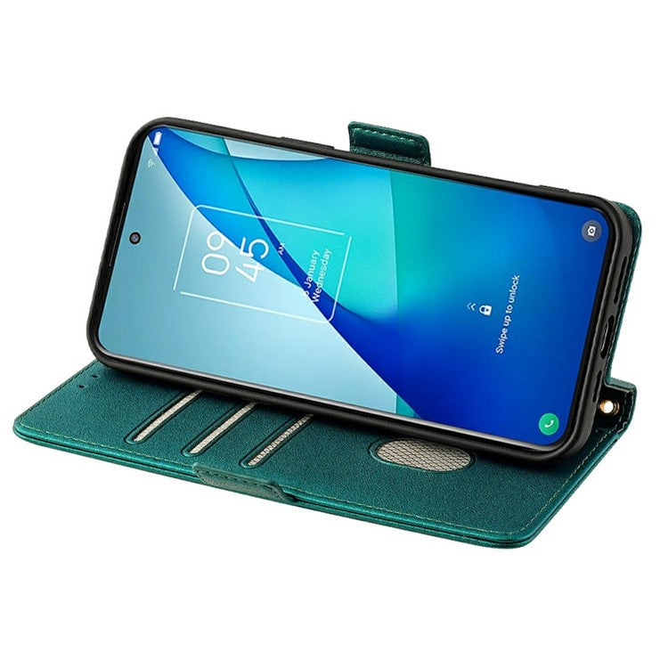 For Motorola Edge 50 Neo 5G / Moto S50 5G / Thinkphone 25 5G Leather Wallet Case RFID Blocking Stand Cover with Hand Strap - Green