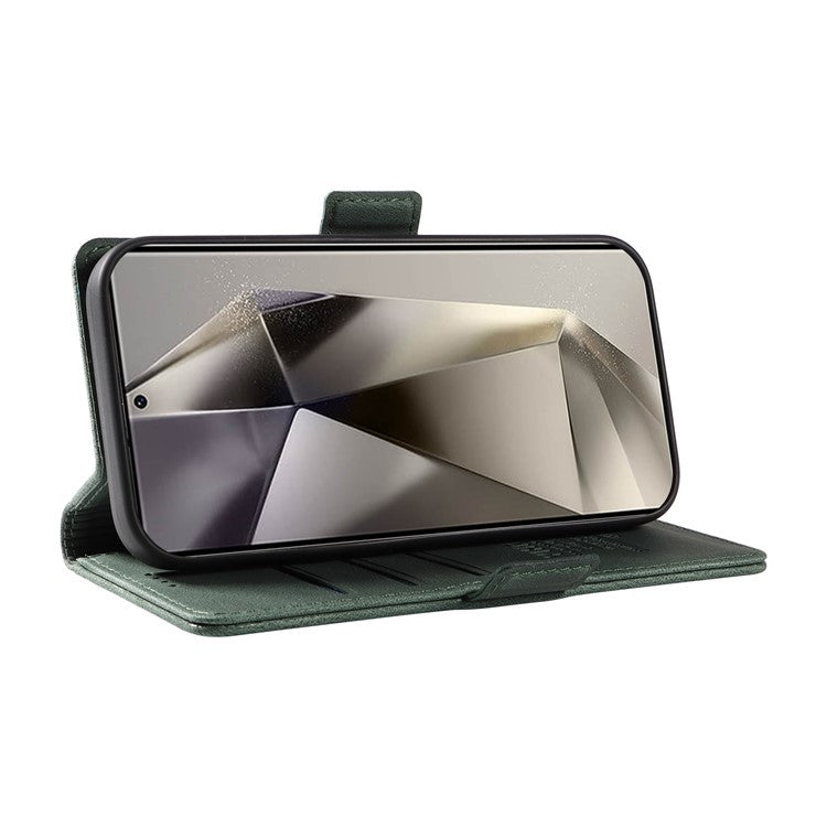 YIKATU YK-005 For Samsung Galaxy S25 Ultra Case PU Leather Wallet Phone Cover Skin Touch Feeling - Green