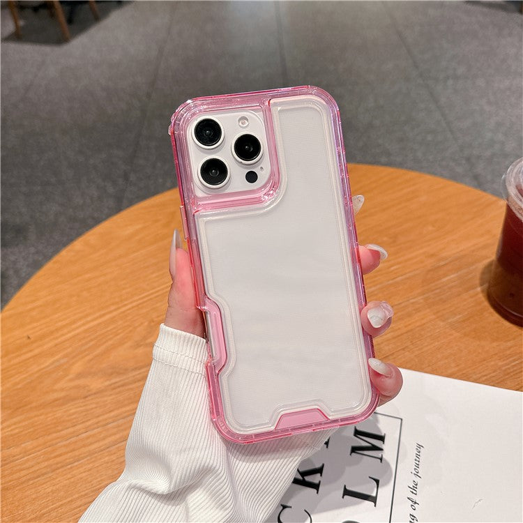 For iPhone 16 Pro Case Detachable 2-in-1 TPU+PC Clear Drop-Proof Phone Cover - Pink