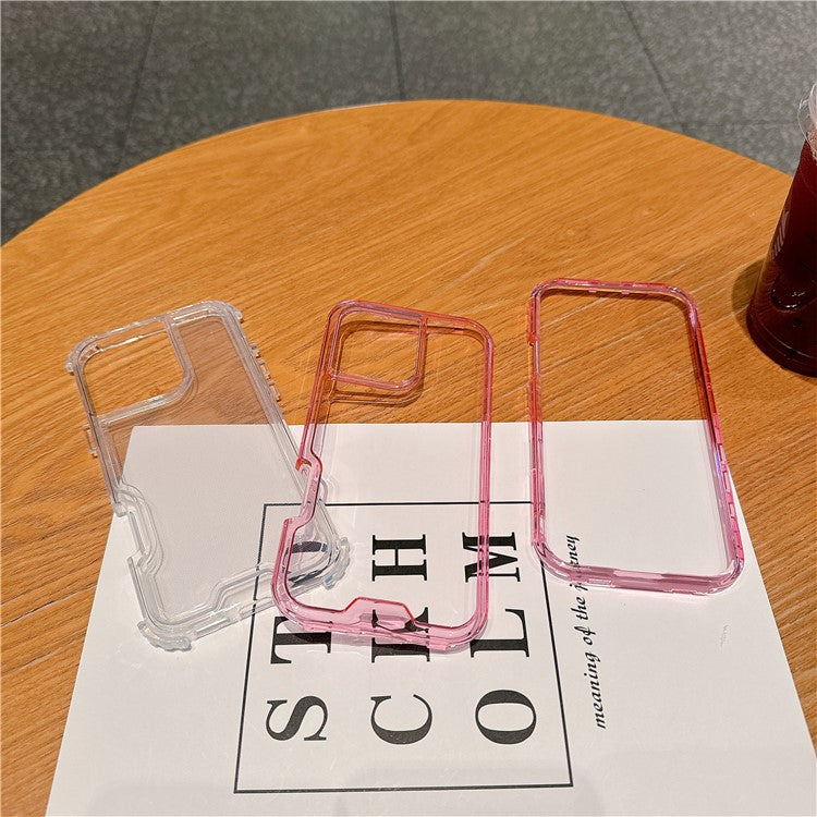 For iPhone 16 Pro Case Detachable 2-in-1 TPU+PC Clear Drop-Proof Phone Cover - Pink