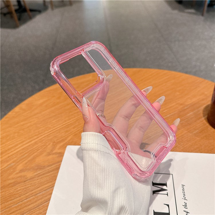 For iPhone 16 Pro Case Detachable 2-in-1 TPU+PC Clear Drop-Proof Phone Cover - Pink