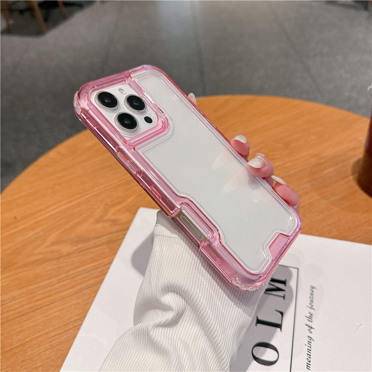 For iPhone 16 Pro Case Detachable 2-in-1 TPU+PC Clear Drop-Proof Phone Cover - Pink