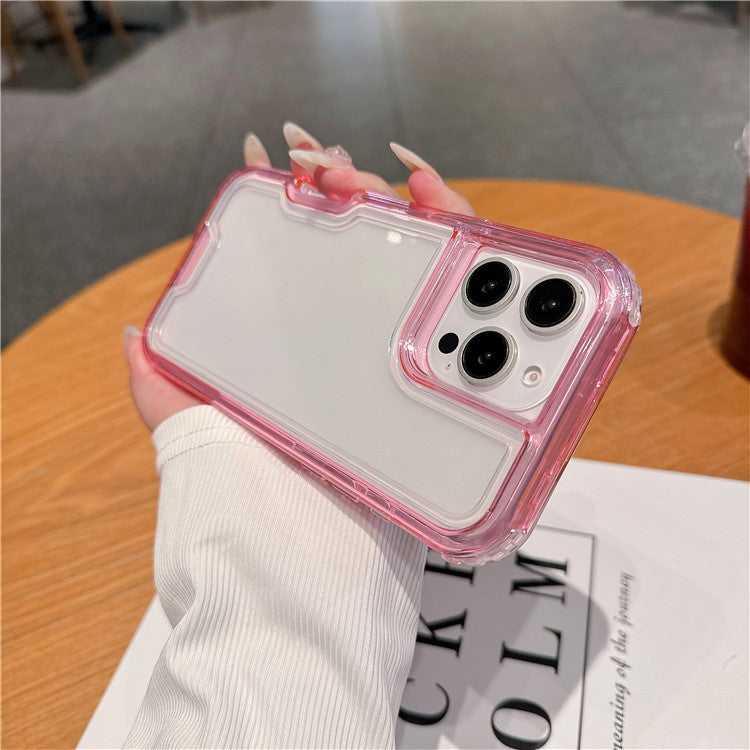 For iPhone 16 Pro Case Detachable 2-in-1 TPU+PC Clear Drop-Proof Phone Cover - Pink