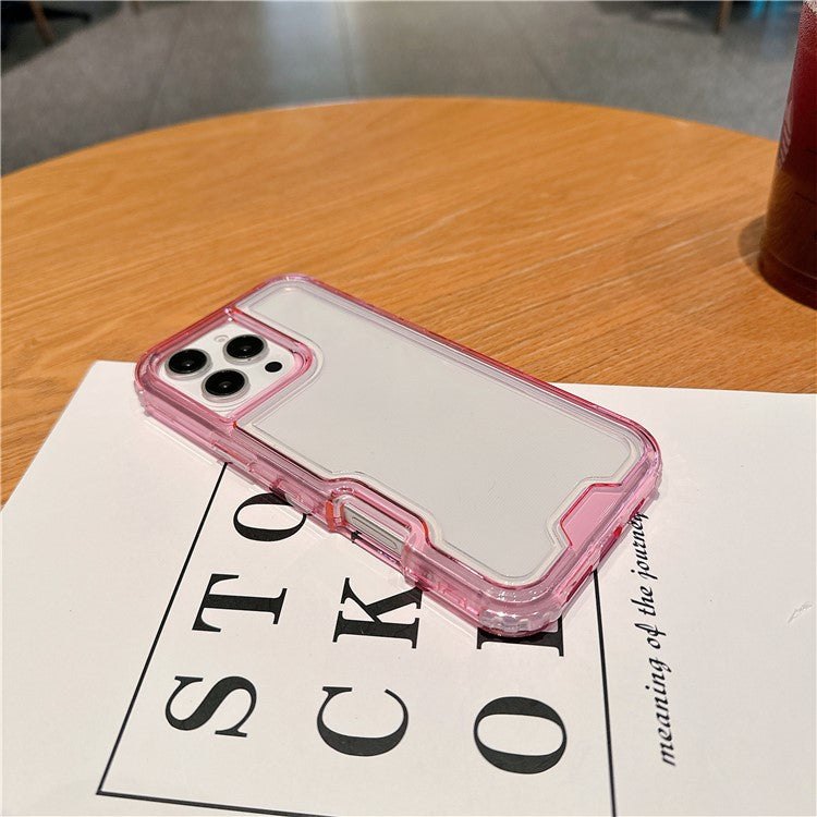 For iPhone 16 Pro Case Detachable 2-in-1 TPU+PC Clear Drop-Proof Phone Cover - Pink