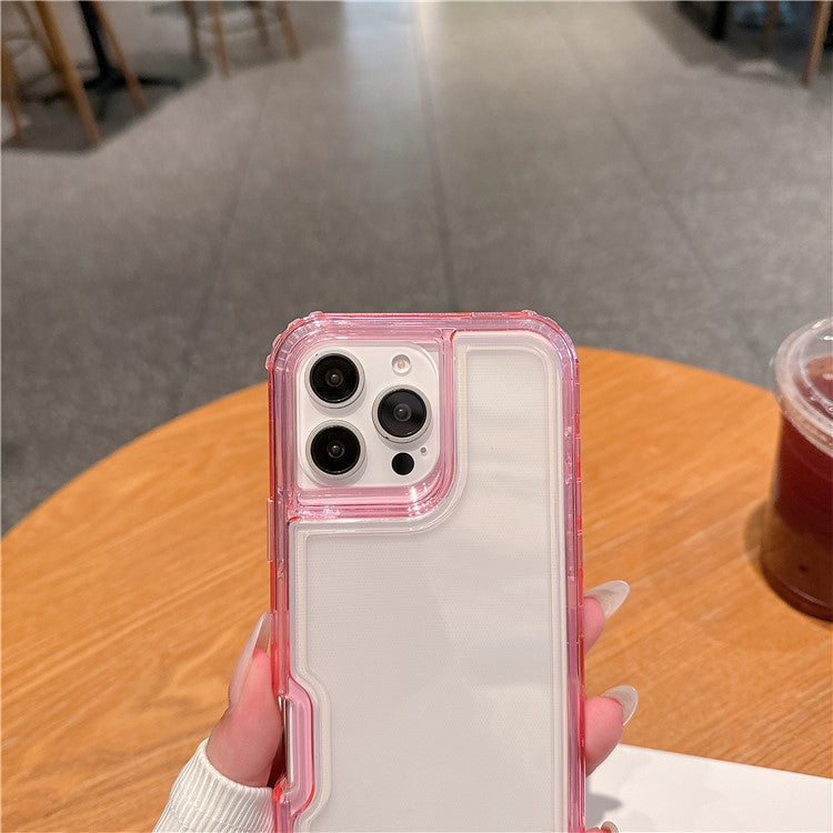For iPhone 16 Pro Case Detachable 2-in-1 TPU+PC Clear Drop-Proof Phone Cover - Pink