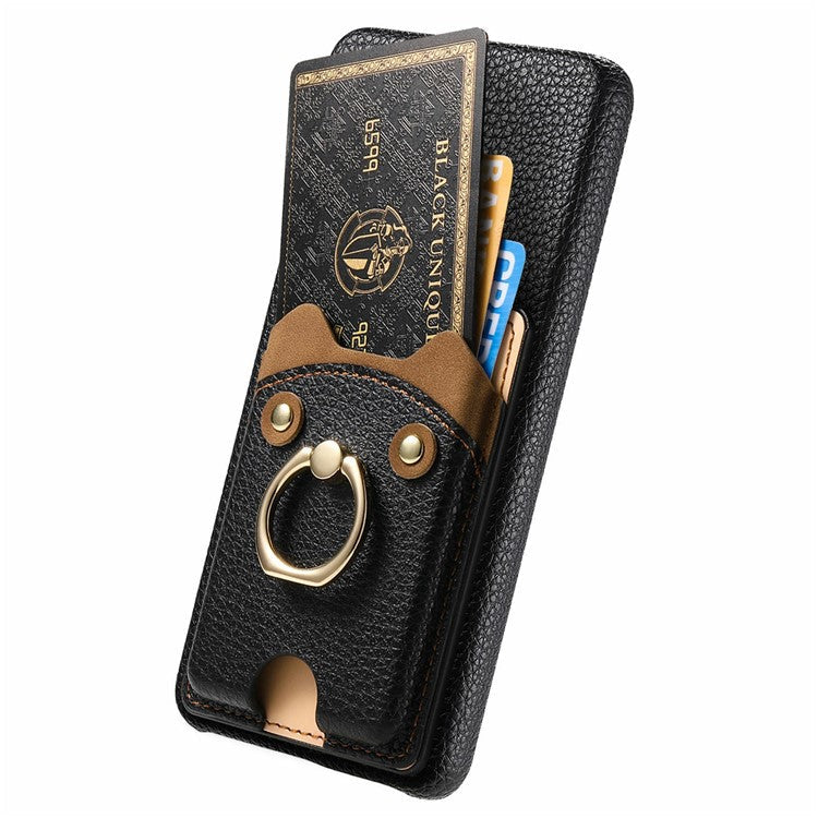 For Google Pixel 9 Pro XL Case Cute Bear Design PU Leather+TPU Card Holder Phone Cover - Black