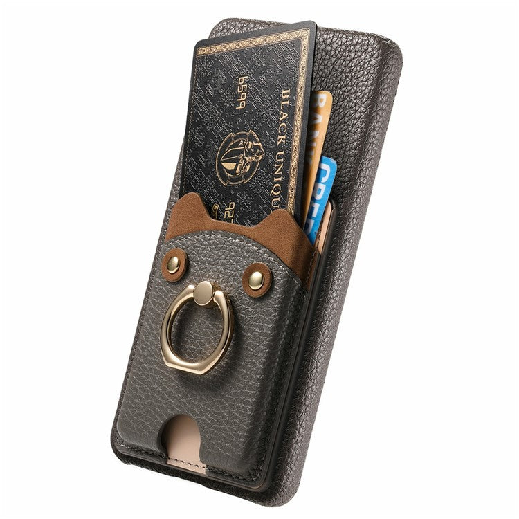 For Google Pixel 9 Pro XL Case Cute Bear Design PU Leather+TPU Card Holder Phone Cover - Grey