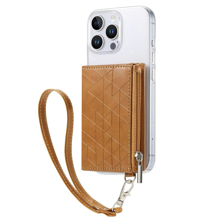 For iPhone 16 Pro Clear Case Shockproof TPU Phone Cover with Kickstand Wallet - Brown