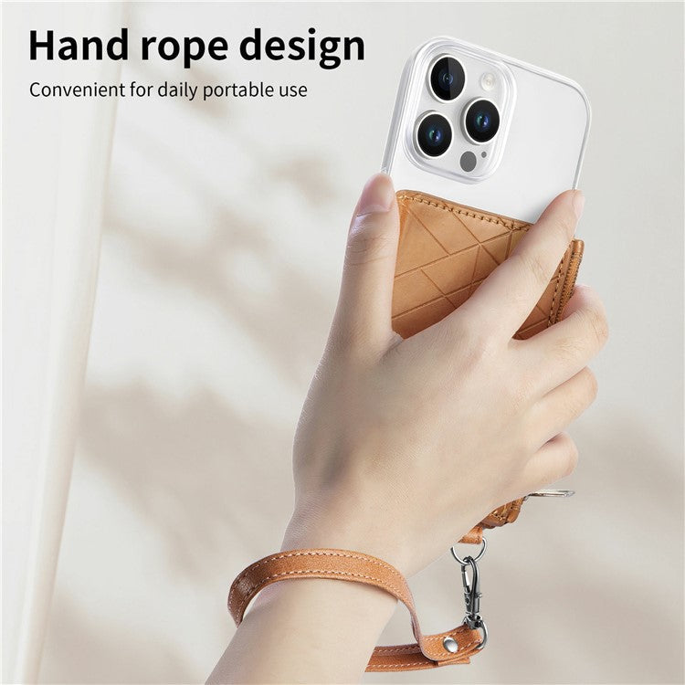 For iPhone 16 Pro Clear Case Shockproof TPU Phone Cover with Kickstand Wallet - Brown