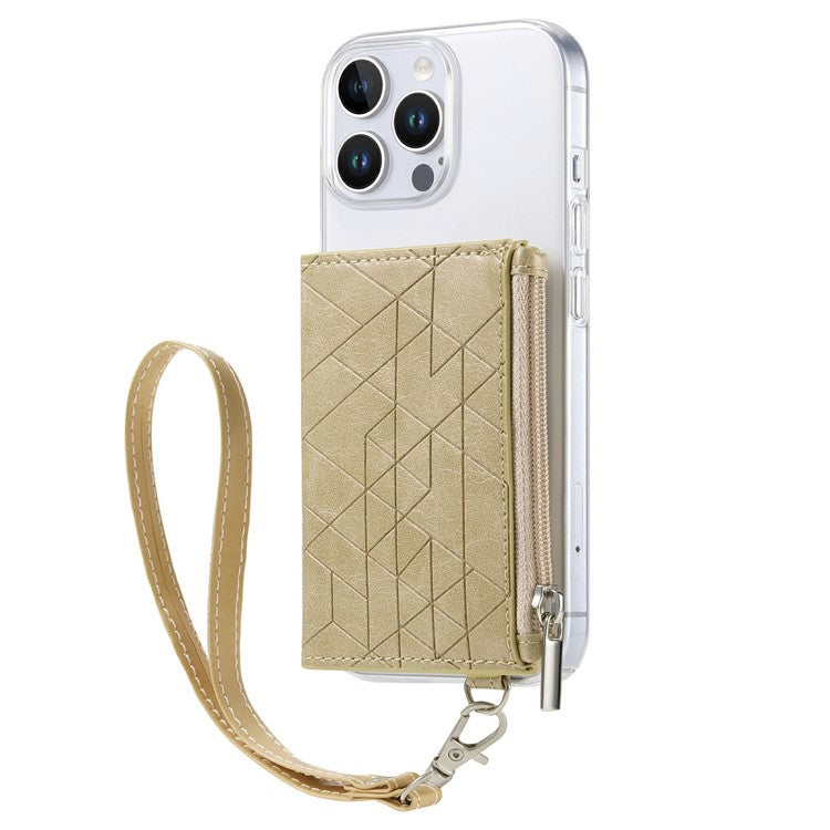 For iPhone 16 Pro Clear Case Shockproof TPU Phone Cover with Kickstand Wallet - Khaki
