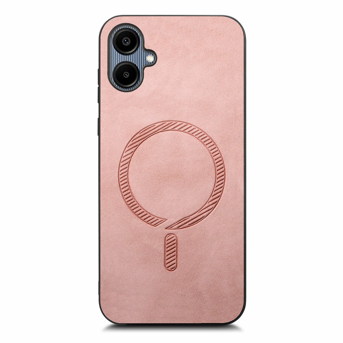 For Samsung Galaxy A06 Leather Back Case Compatible with MagSafe Skin-Touch Phone Cover - Pink
