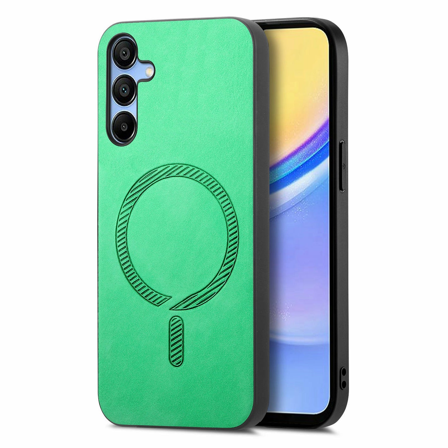 For Samsung Galaxy A16 5G / 4G Leather Back Case Compatible with MagSafe Skin-Touch Phone Cover - Green