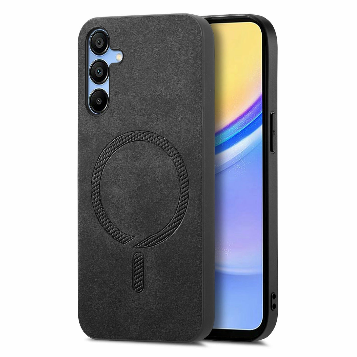 For Samsung Galaxy A16 5G / 4G Leather Back Case Compatible with MagSafe Skin-Touch Phone Cover - Black