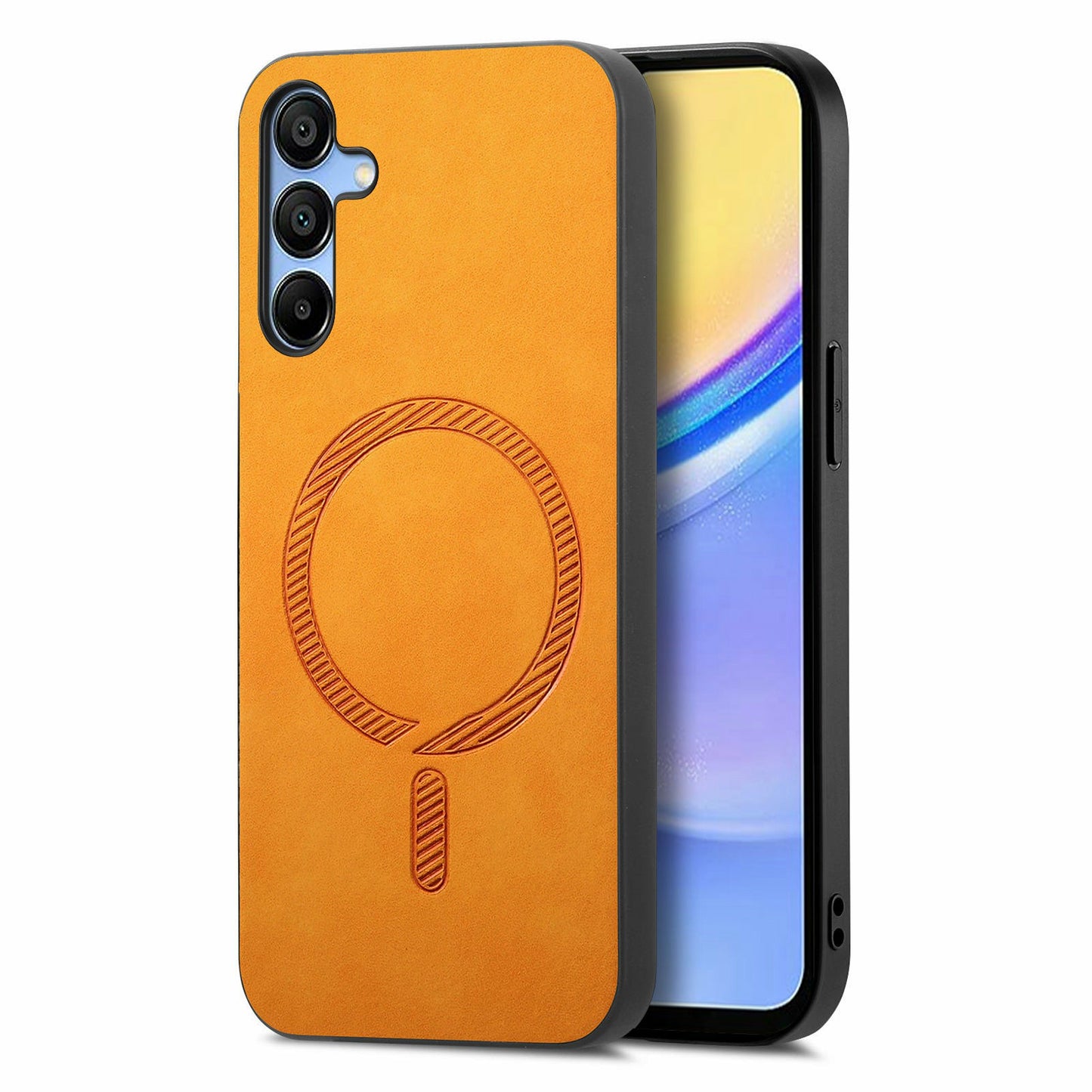 For Samsung Galaxy A16 5G / 4G Leather Back Case Compatible with MagSafe Skin-Touch Phone Cover - Yellow