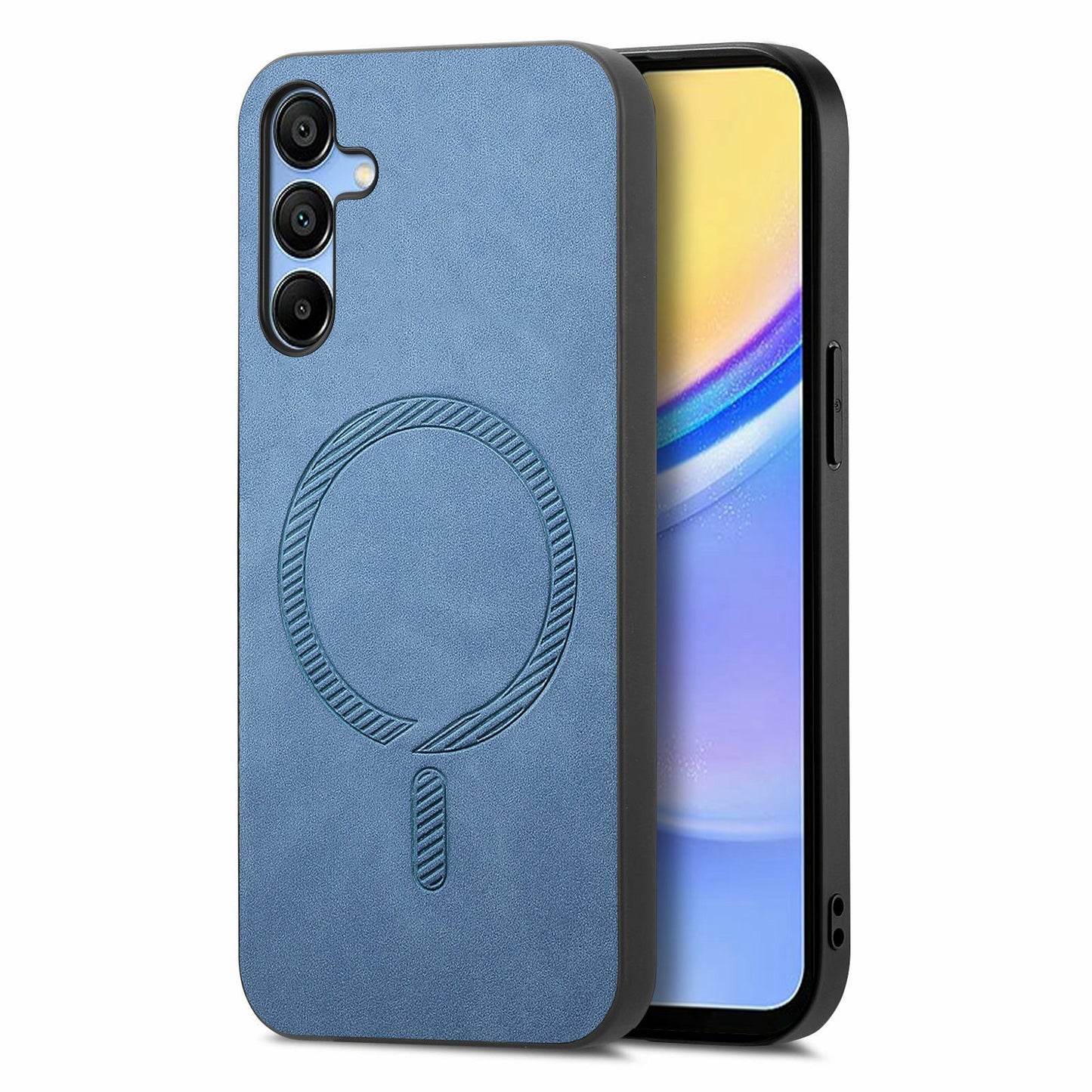 For Samsung Galaxy A16 5G / 4G Leather Back Case Compatible with MagSafe Skin-Touch Phone Cover - Blue