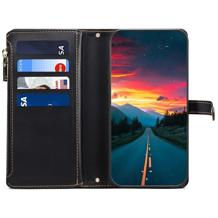 ESEBLE Galaxy Series For Motorola Moto G75 5G Case Leather Zipper Phone Cover RFID Blocking - Black