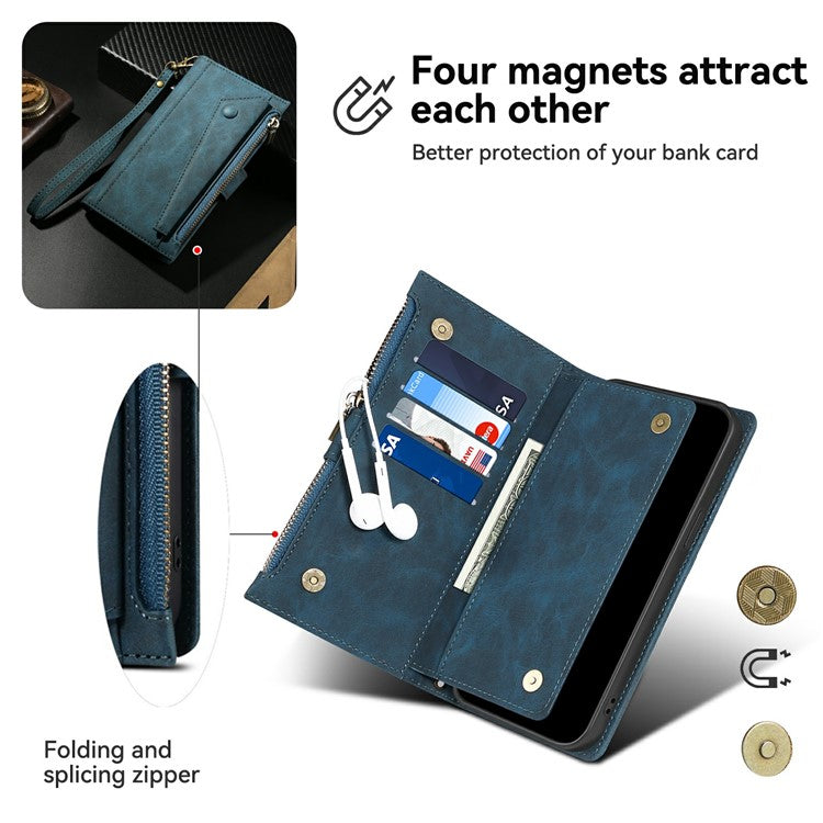 ESEBLE Star Series For Motorola Moto G75 5G Case Zipper Wallet Leather Stand Phone Cover - Blue