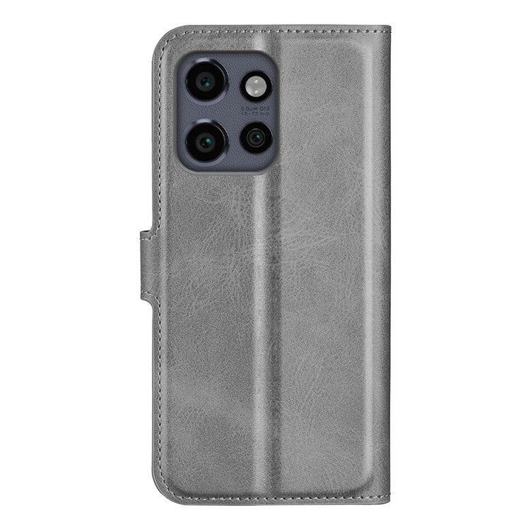 For Motorola Edge 50 Neo 5G / Moto S50 5G / Thinkphone 25 5G Stand Case Anti-Scratch Calf Texture Leather Phone Cover - Grey