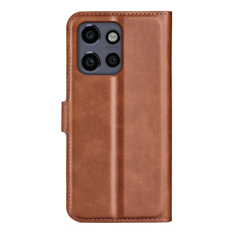 For Motorola Edge 50 Neo 5G / Moto S50 5G / Thinkphone 25 5G Stand Case Anti-Scratch Calf Texture Leather Phone Cover - Light Brown