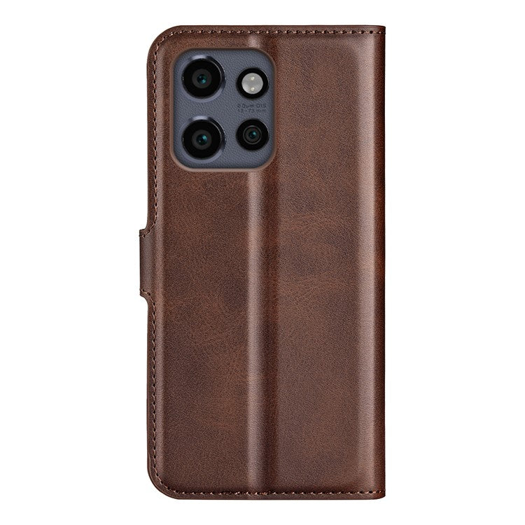For Motorola Edge 50 Neo 5G / Moto S50 5G / Thinkphone 25 5G Stand Case Anti-Scratch Calf Texture Leather Phone Cover - Brown