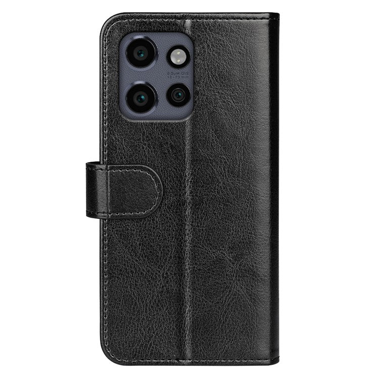 For Motorola Edge 50 Neo 5G / Moto S50 5G / Thinkphone 25 5G Wallet Case Crazy Horse Texture Stand Leather Phone Cover - Black