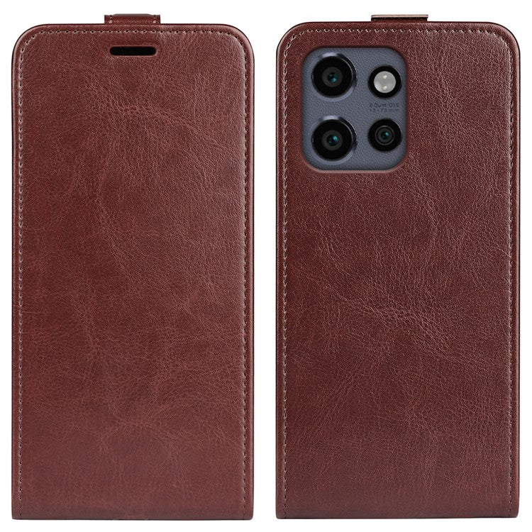 For Motorola Edge 50 Neo 5G / Moto S50 5G / Thinkphone 25 5G Case with Card Slots Vertical Flip Leather Phone Cover - Brown