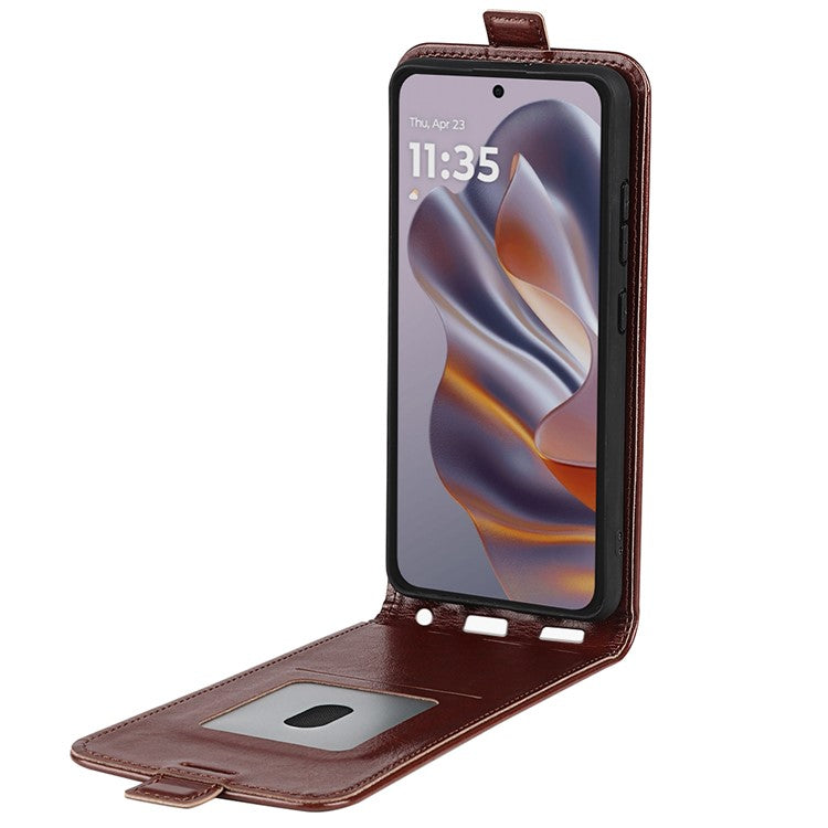For Motorola Edge 50 Neo 5G / Moto S50 5G / Thinkphone 25 5G Case with Card Slots Vertical Flip Leather Phone Cover - Brown