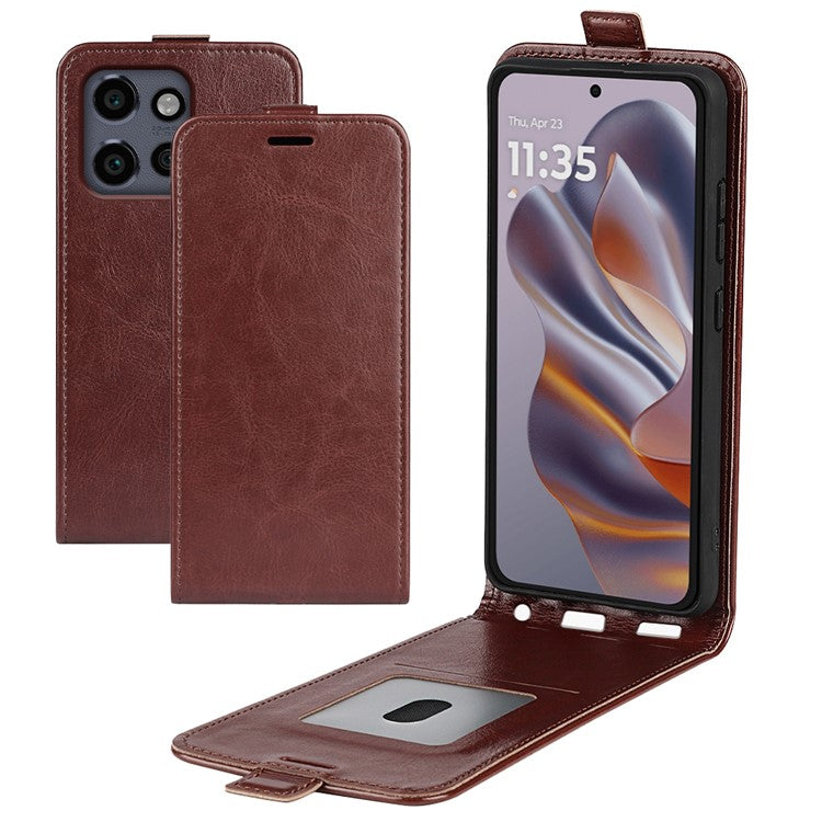 For Motorola Edge 50 Neo 5G / Moto S50 5G / Thinkphone 25 5G Case with Card Slots Vertical Flip Leather Phone Cover - Brown