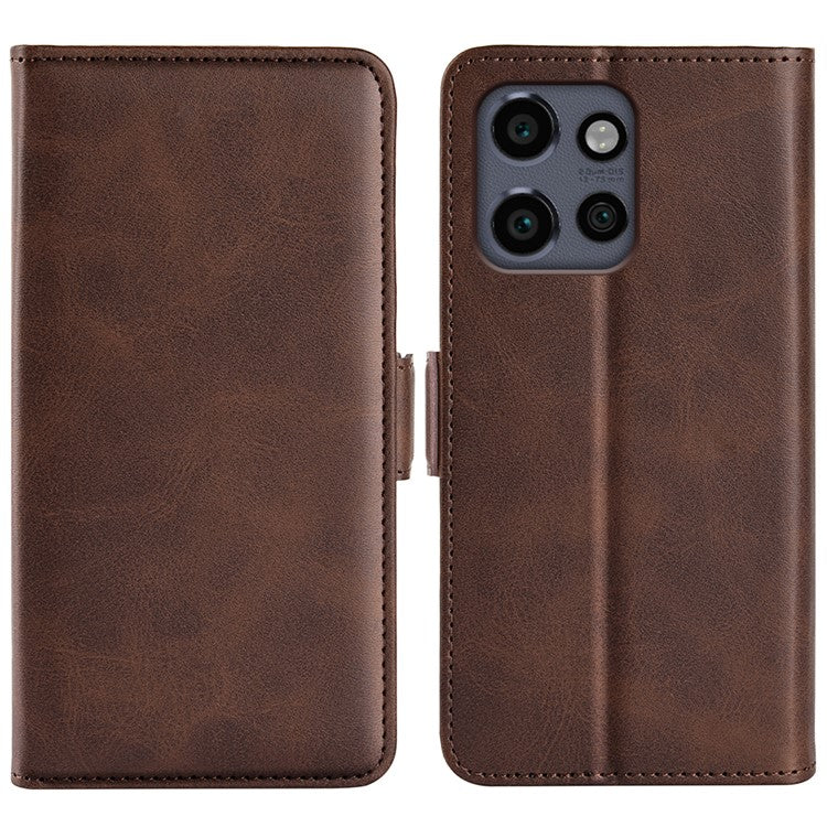 For Motorola Edge 50 Neo 5G / Moto S50 5G / Thinkphone 25 5G Stand Case Calf Texture Leather Wallet Phone Cover - Brown
