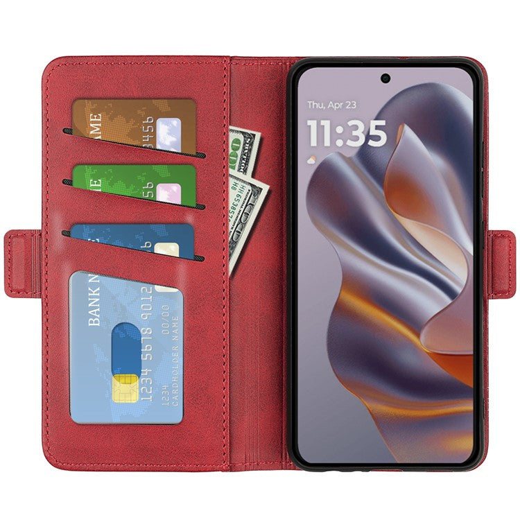 For Motorola Edge 50 Neo 5G / Moto S50 5G / Thinkphone 25 5G Stand Case Calf Texture Leather Wallet Phone Cover - Red