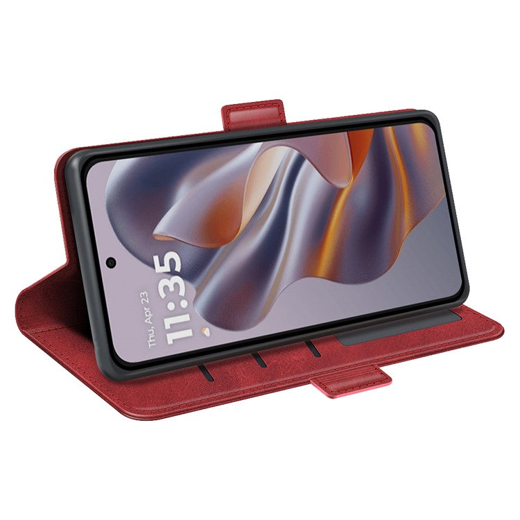 For Motorola Edge 50 Neo 5G / Moto S50 5G / Thinkphone 25 5G Stand Case Calf Texture Leather Wallet Phone Cover - Red