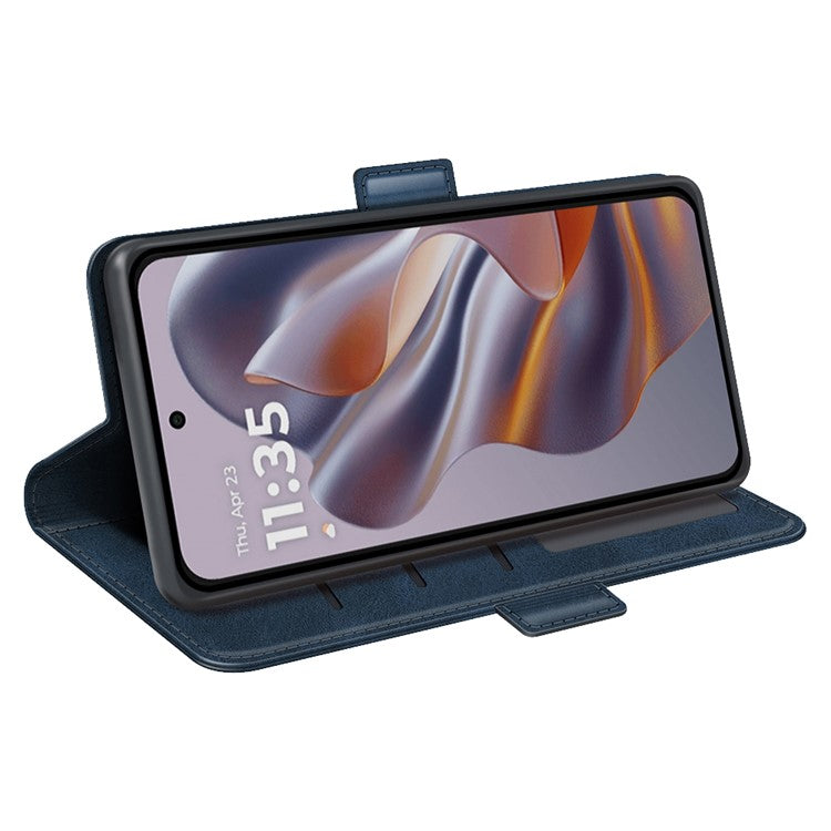 For Motorola Edge 50 Neo 5G / Moto S50 5G / Thinkphone 25 5G Stand Case Calf Texture Leather Wallet Phone Cover - Blue