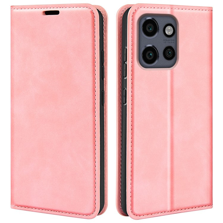 For Motorola Edge 50 Neo 5G / Moto S50 5G / Thinkphone 25 5G Case Skin-Touch Leather Wallet Phone Cover - Pink