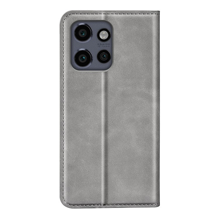 For Motorola Edge 50 Neo 5G / Moto S50 5G / Thinkphone 25 5G Case Skin-Touch Leather Wallet Phone Cover - Grey