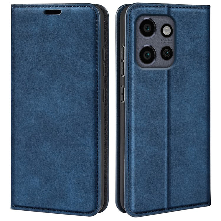 For Motorola Edge 50 Neo 5G / Moto S50 5G / Thinkphone 25 5G Case Skin-Touch Leather Wallet Phone Cover - Blue
