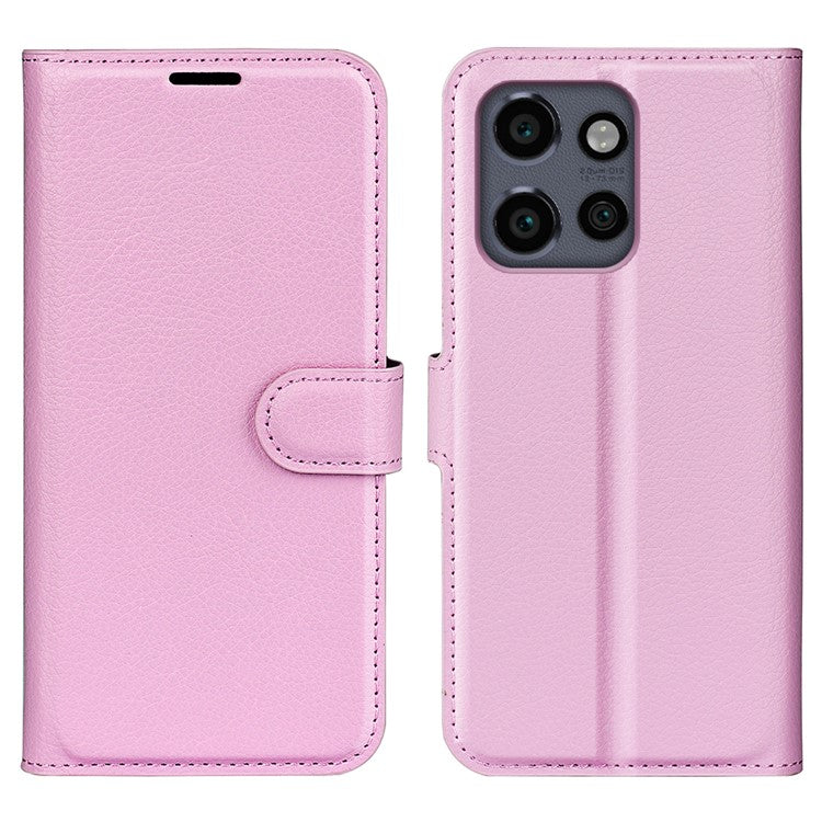 For Motorola Edge 50 Neo 5G / Moto S50 5G / Thinkphone 25 5G Case Litchi Texture Shockproof Leather Wallet Phone Cover - Pink