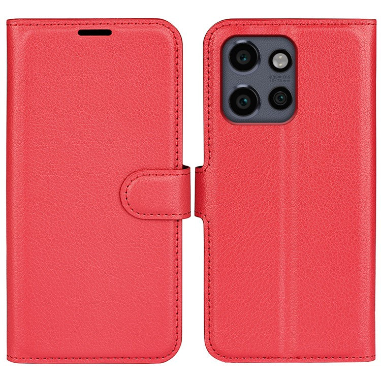 For Motorola Edge 50 Neo 5G / Moto S50 5G / Thinkphone 25 5G Case Litchi Texture Shockproof Leather Wallet Phone Cover - Red