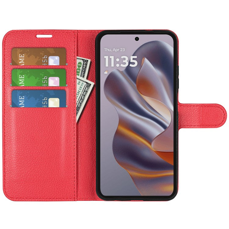For Motorola Edge 50 Neo 5G / Moto S50 5G / Thinkphone 25 5G Case Litchi Texture Shockproof Leather Wallet Phone Cover - Red