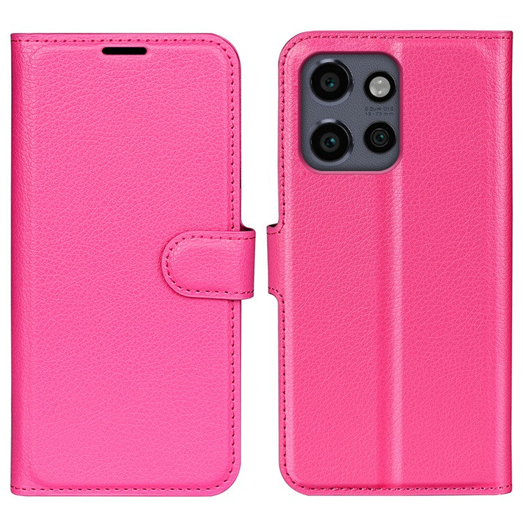 For Motorola Edge 50 Neo 5G / Moto S50 5G / Thinkphone 25 5G Case Litchi Texture Shockproof Leather Wallet Phone Cover - Rose