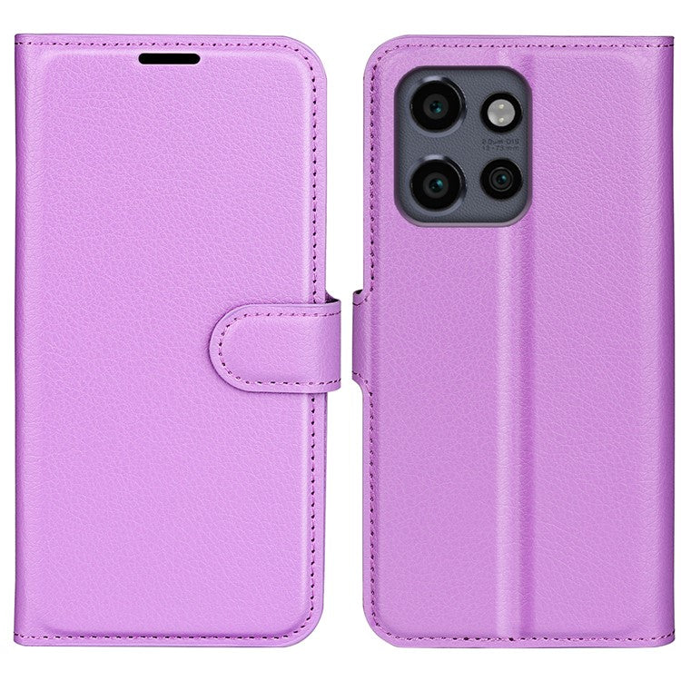 For Motorola Edge 50 Neo 5G / Moto S50 5G / Thinkphone 25 5G Case Litchi Texture Shockproof Leather Wallet Phone Cover - Purple